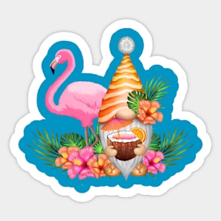 Summertime Gnome and Flamingo Sticker